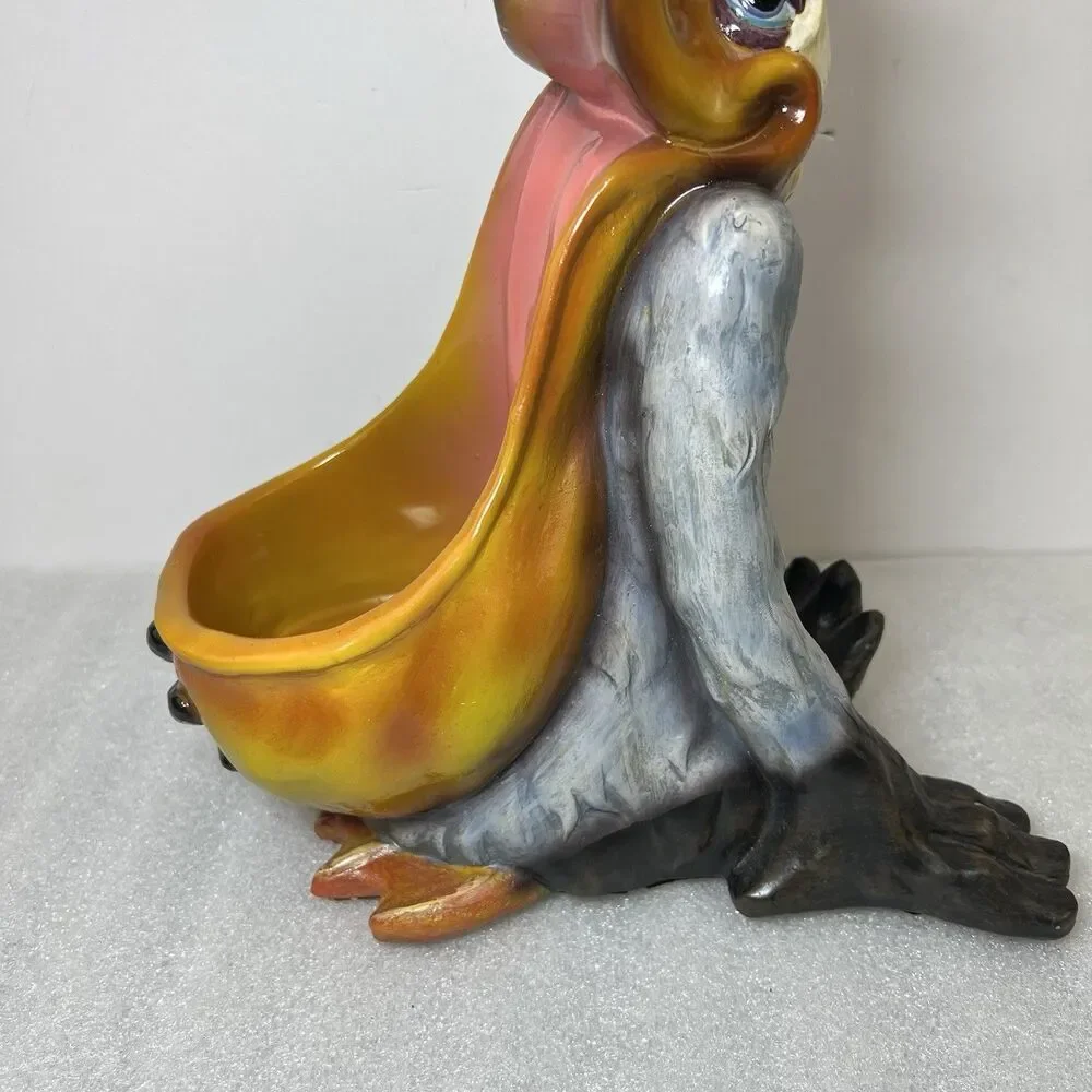 Vtg Pelican Wine Bottle Holder W Cork Topper Tabletop Decoration 12” Beach Decor